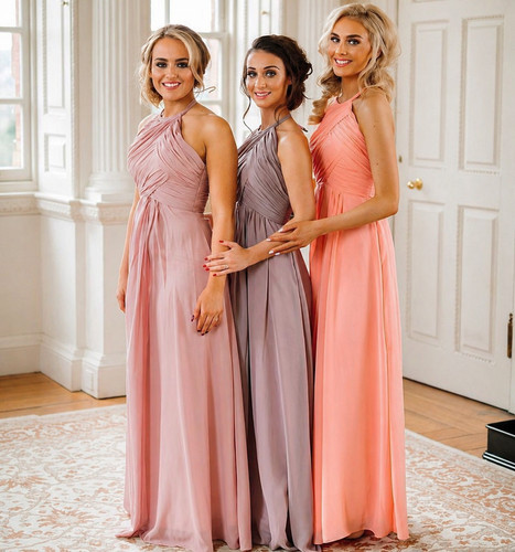 Chiffon halter neck dress - halter,